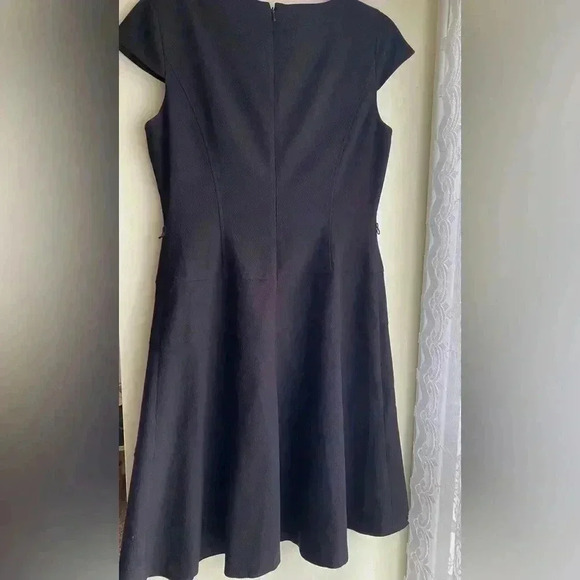 Anne Klein Black Dress Size 10 Midi Fit and Flare Cap Sleeve A Line Zipper Back - Picture 4 of 10